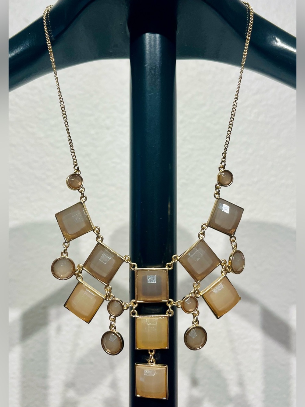 Icing Gold-Tone Beige Gem Statement Necklace